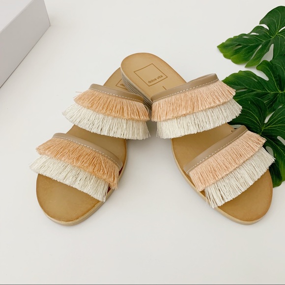 Dolce Vita Fringe Slide on Sandal with Wedge - Picture 3 of 6